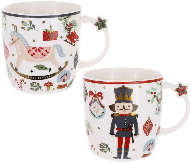 Набір 2 різдвяні кухлі "Happy Holidays" 360 мл, порцелянові чашки в подарунковому пакованні, фото 1