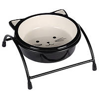 Керамическая миска на подставке для котов Flamingo Ansu Cat Фламинго Ансу 230мл (561271) черно-белый