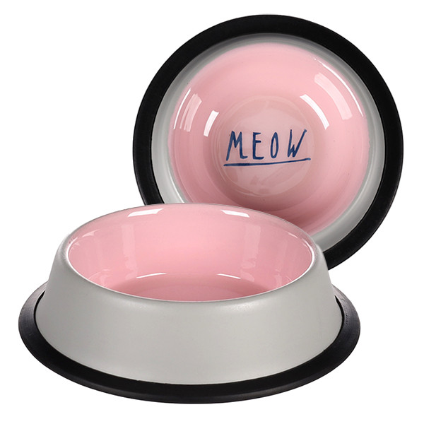 Миска для котів Flamingo Фламінго Nell Antislip емальована рожево-сірий 200мл (561244), фото 1