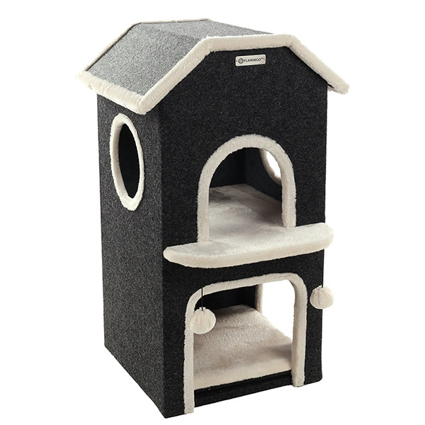 Будиночок для котів комплекс Фламінго Вілла Flamingo Nordic Villa каркасний 2 поверхи 48x51x80см чорно-білий (560334), фото 1