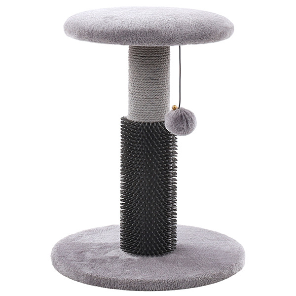 Дряпка для котів Flamingo Bea стовпчик 40см з платформою іграшкою масажною поверхнею сіра (561101), фото 1
