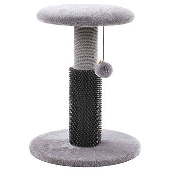 Дряпка для котів Flamingo Bea стовпчик 40см з платформою іграшкою масажною поверхнею сіра (561101)
