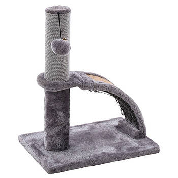 Дряпка-дряпка для котів Flamingo Tessa стовпчик з іграшкою джутовим килимком і масажною поверхнею сіра 561095