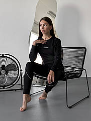 Тепла жіноча термобілизна Columbia мікрофліс Чорний термокомплект для повсякденного носіння коламбія для дівчини