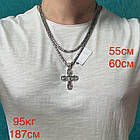 Срібний комплект оригінальний хрест та ланцюжок лисячий хвіст 925 проби, фото 3