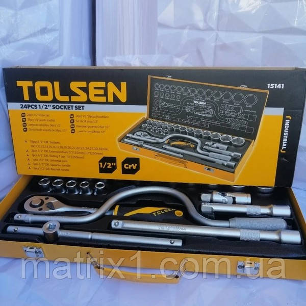 Комплект торцевих головок 1/2" 24 предмети Профі Tolsen 15141