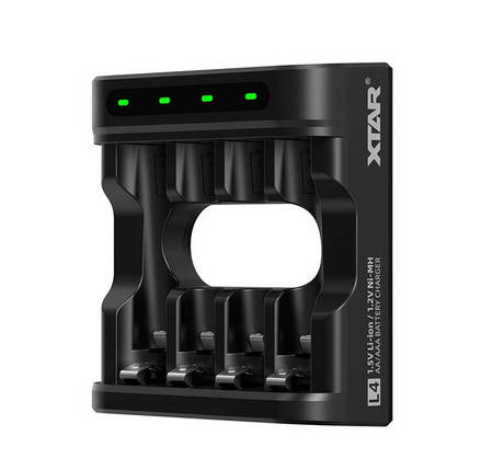 Універсальний зарядний пристрій Xtar L4 для AA/AAA 1.5V Li-Ion/Ni-MH, USB, LED індикатор, 4ch, Black, Box, фото 1