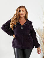 Жіноча коротка батальна пальто-кенгурушка з вовни альпаки оверсайз р.52-56. Арт-3664/39