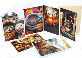 Листівка ручної роботи осіння асорті