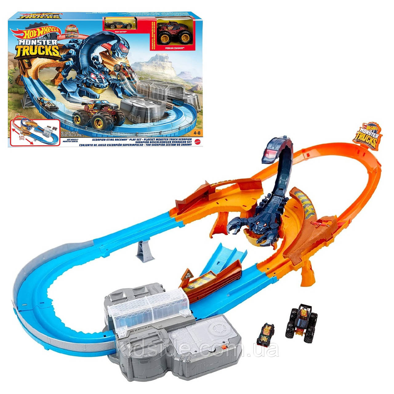 Hot Wheels GNB05 Monster Trucks Scorpion Автотрек Гот Вілс Гонка зі скорпіоном