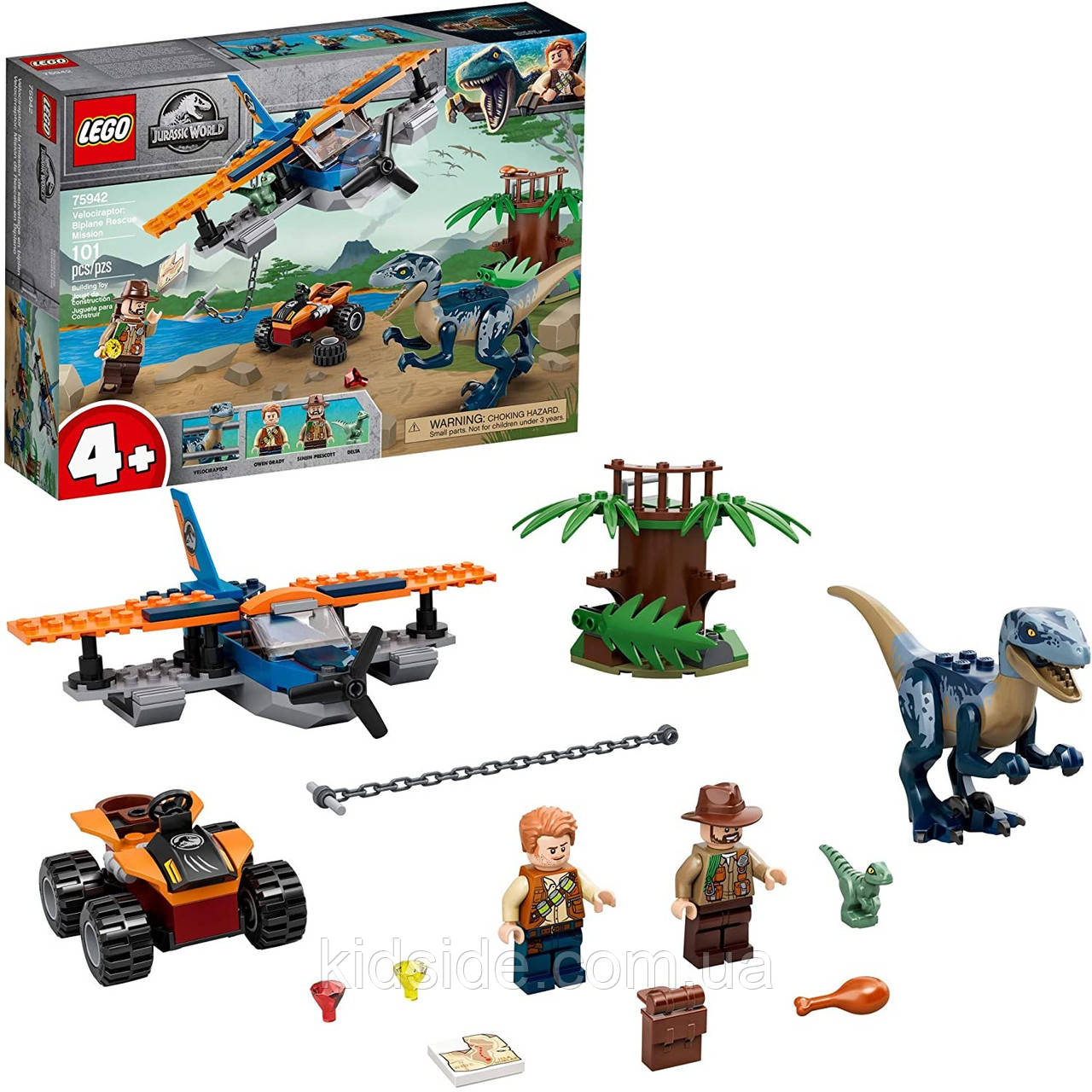 LEGO Jurassic World 75942 Велоцираптор: спасіння на біплані