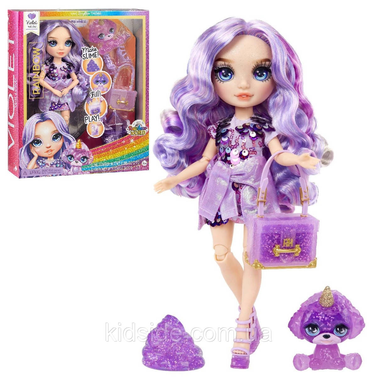 Rainbow High 503422 Violet Slime Kit and Pet Лялька Рейнбоу Хай Вайолет зі Слаймом і вихованцем