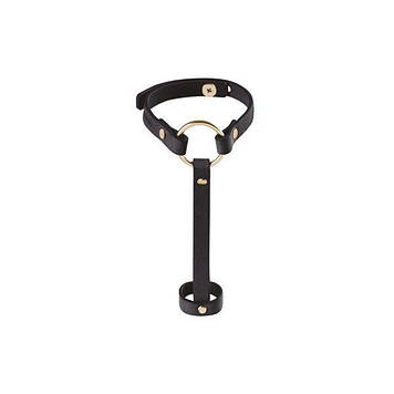 Пара браслетів на зап'ясті і палець Bijoux Indiscrets MAZE Hand Bracelet Harness Black, екошкіра Bomba💣