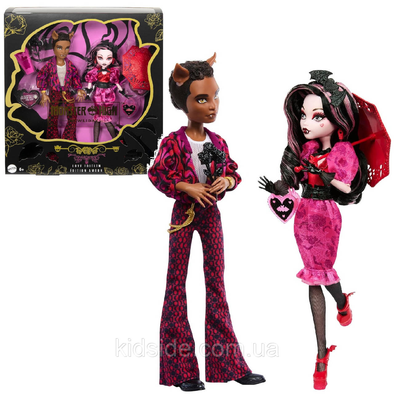 Monster High Draculaura and Clawd HRP83 Набір ляльок Монстер Хай Дракулаура і Клод Вулф День Святого Валентина, фото 1