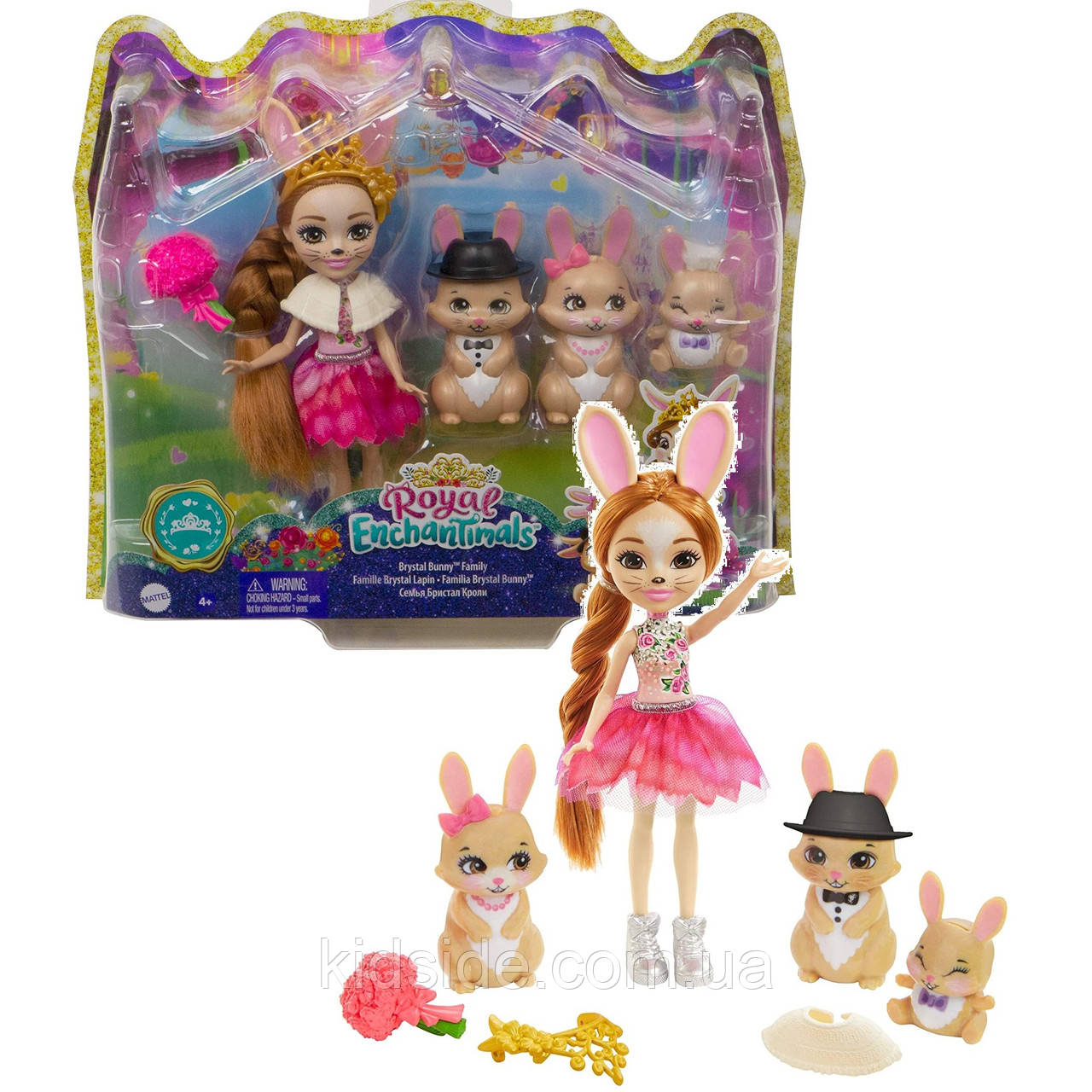 Enchantimals GYJ08 Набір Родина Кроликів і лялька Бристел Кроля