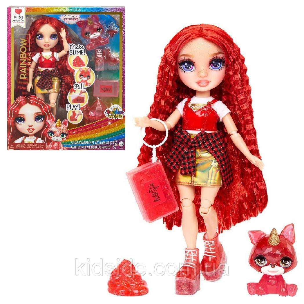 Rainbow High 503163 Ruby Slime Kit and Pet Лялька Рейнбоу Хай Рубі зі Слаймом і вихованцем