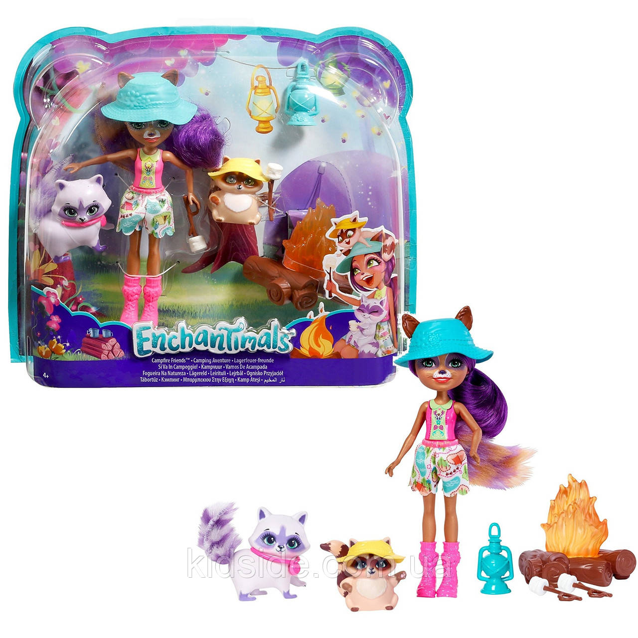 Enchantimals FJJ29 Набір Кемпінг біля багаття і лялька Єнот Рейлин, фото 1