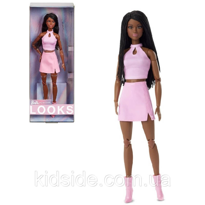 Barbie Looks #21 HRM13 Лялька Барбі з чорними косами в рожевому
