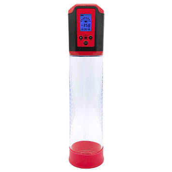 Автоматична вакуумна помпа Men Powerup Passion Pump Red, LED-табло, перезаряджувана, 8 режимів Bomba💣