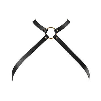 Портупея з екошкіри Bijoux Indiscrets MAZE — Cross Chest Harness Black Bomba💣