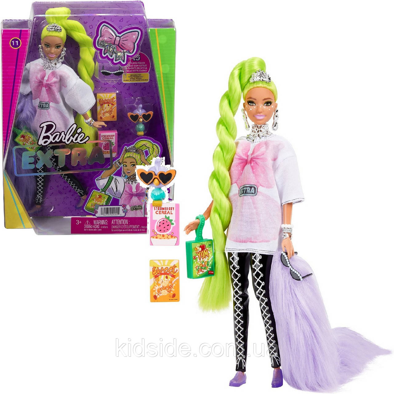 Barbie Extra HDJ44 Лялька Барбі Екстра з зеленими неоновими волоссям