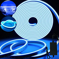 Стрічка силіконова LED NEON 5M Blue Світлодіодна смуга синя 12V-220V