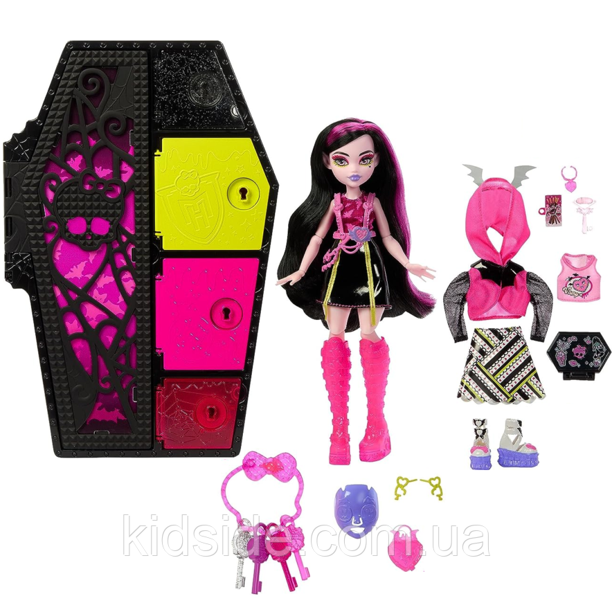 Monster High Draculaura HNF78 Лялька Монстр Хай Дракулаура Шафа з секретами Неон