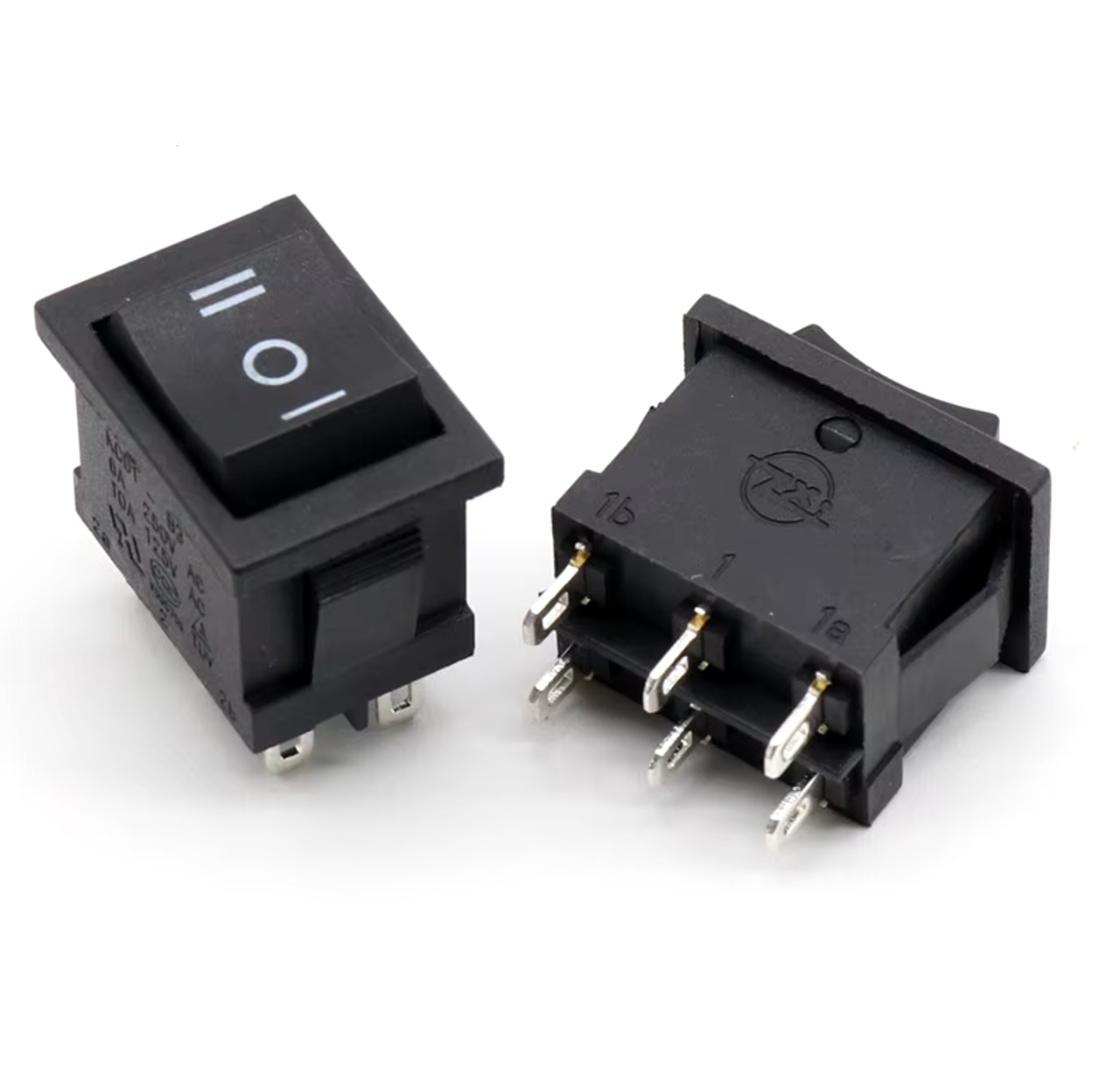 Перемикач клавішний, трипозиційний 15*21, чорний, 6 мідних контактів, з фіксацією, KCD1-202/203