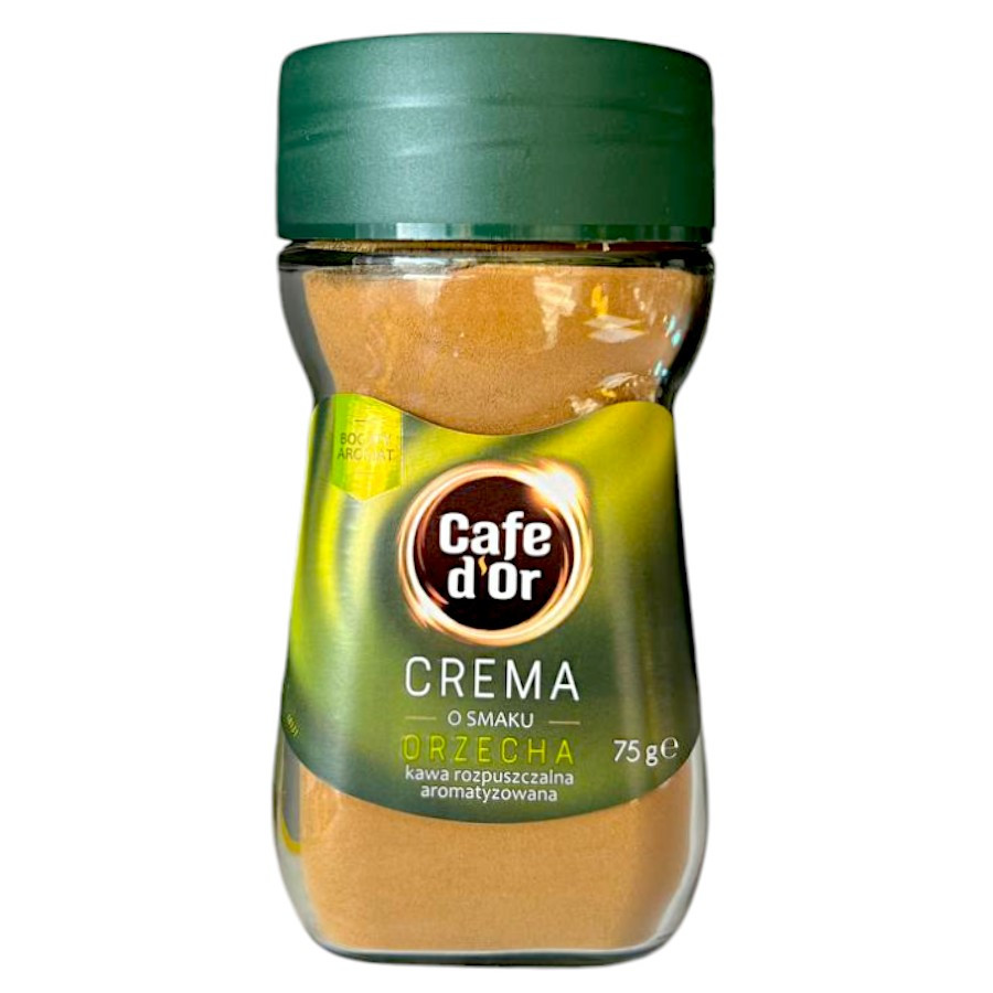 Розчинна кава Cafe d'Or Crema зі смаком горіхів 75 грамів у скляній банці, фото 1