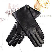Рукавички шкіряні жіночі чорні. Турецька якісна шкіра. Натуральна вовняна підкладка