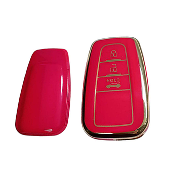 Чохол для ключа Toyota, глянець, червоний із золотою рамкою