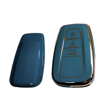 Чохол для ключа Toyota, глянець, синій із золотою рамкою