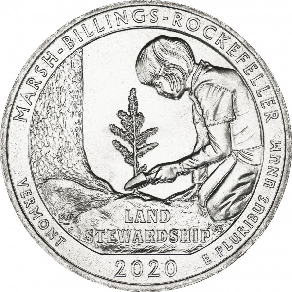 США ¼ долара, 2020 Історичний парк Марш-Біллінгс-Рокфеллер №829