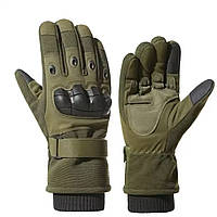 Зимові тактичні перчатки з сенсорними пальцями. Теплі хутряні штурмові рукавиці
