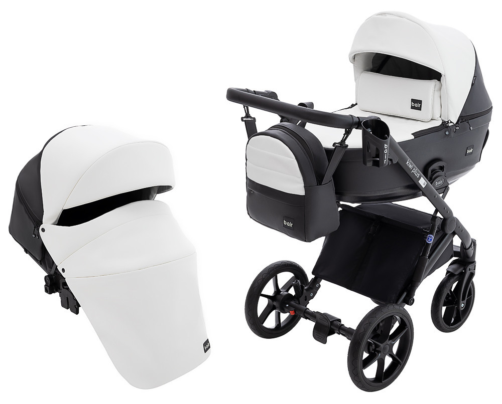 Коляска 2 в 1 Bair Kiwi Plus ECO BKP-51/15 білий / чорний, фото 1