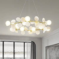 Сучасна люстра-кільце золотистого кольору з круглими пластинами 134 GD