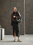 Модна жіноча сумка хобо наплічна, через плече з довгим ремінцем, матова еко-шкіра + гаманець чорна / біла, фото 9