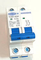 Автоматичний вимикач 25A 400V AC 2P 6kA TOMZN TOB1-63H-25
