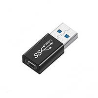 Перехідник адаптер USB Male — Type-С 3.1 Female 10Gbps eXpert Type-6 Black, метал