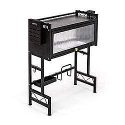 Полиця-органайзер для зберігання та сушіння посуду над раковиною мобільна з нержавіючої сталі 65х30х78см Чорна SW-00002115