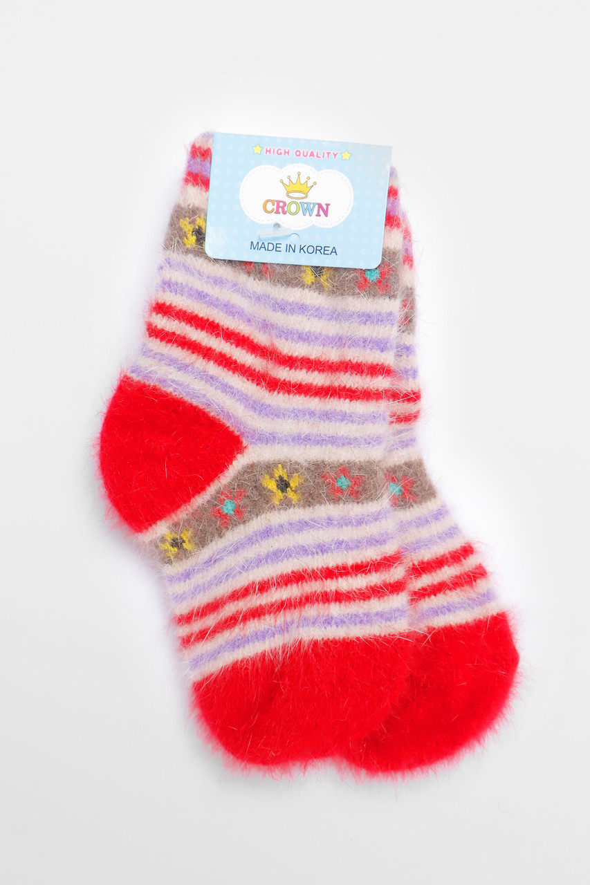 Шкарпетки дитячі ангорові червоного кольору з принтом р.S 192435S, фото 1