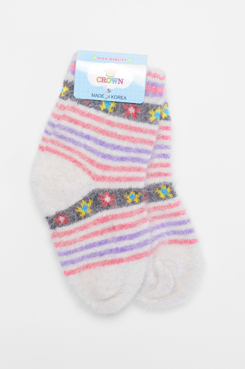 Шкарпетки дитячі ангорові сірого кольору з принтом р.S 192438S, фото 1