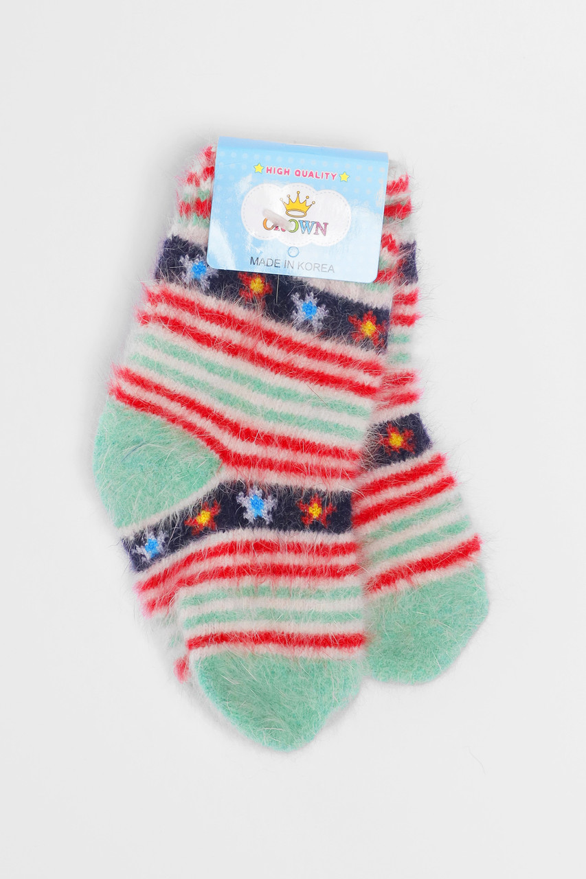 Шкарпетки дитячі ангорові зеленого кольору з принтом р.S 192441S, фото 1