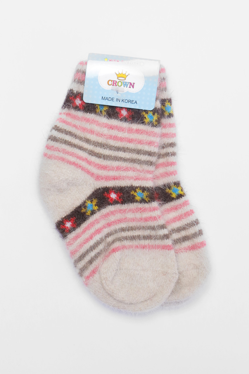 Шкарпетки дитячі ангорові сірого кольору з принтом р.S 192442S, фото 1
