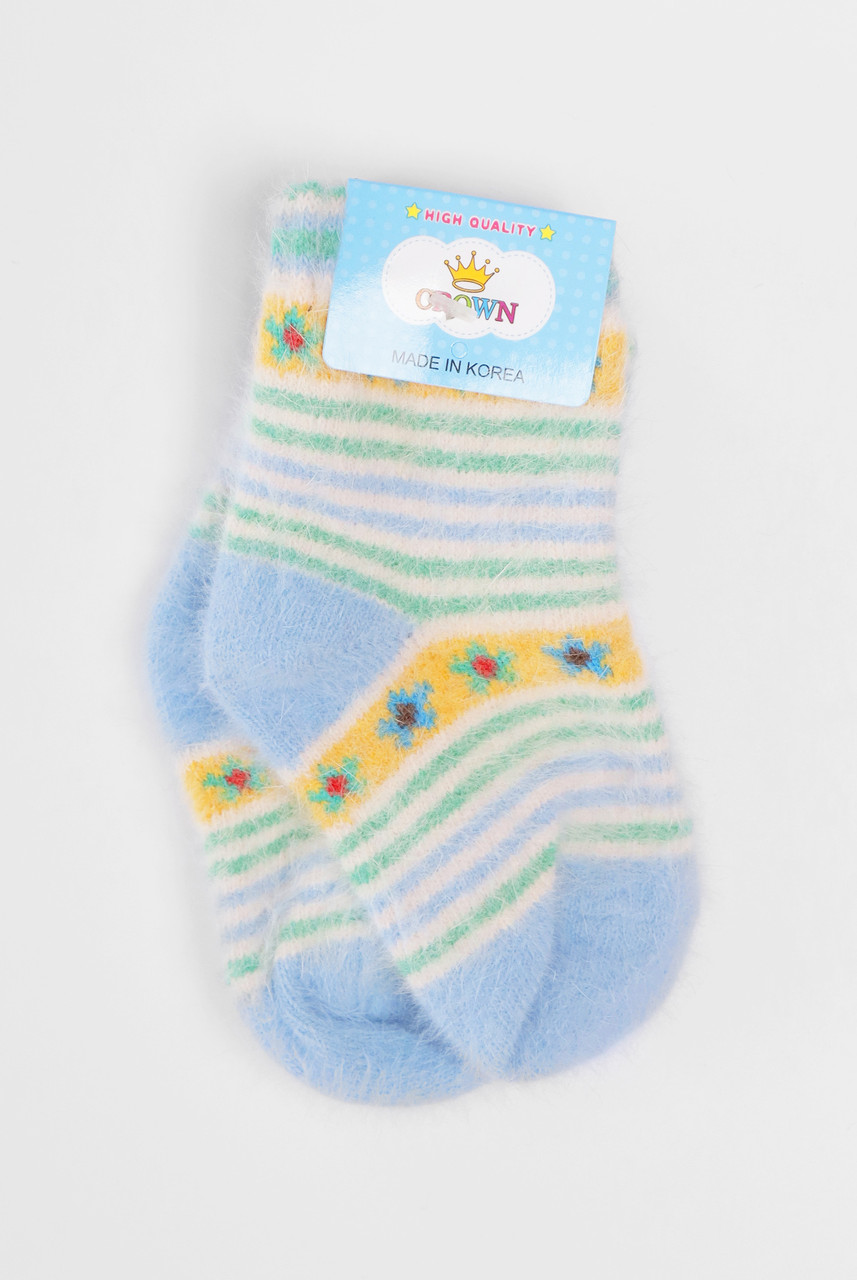 Шкарпетки дитячі ангорові блакитного кольору з принтом р.S 192444S, фото 1