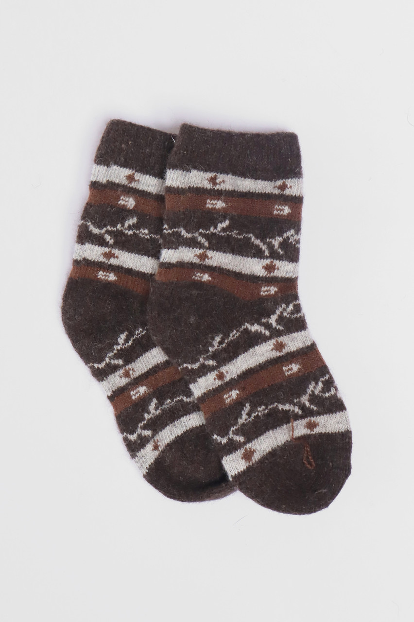 Шкарпетки дитячі теплі коричневого кольору з принтом 192452S, фото 1