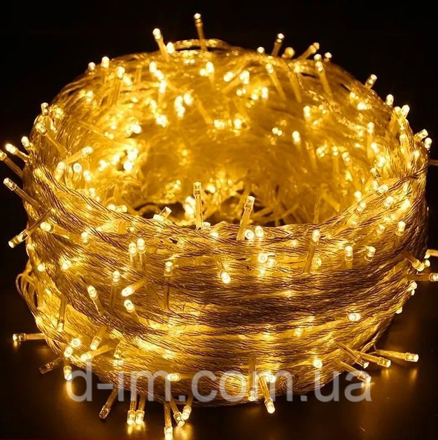 Світлодіодна гірлянда Нитка 800 Led прозорий шнур 40 метрів/Теплий білий