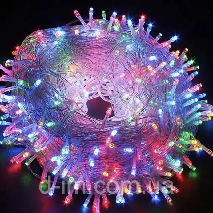 Світлодіодна гірлянда Нитка 800 Led прозорий шнур 40 метрів/Мульті (різнокольоровий)