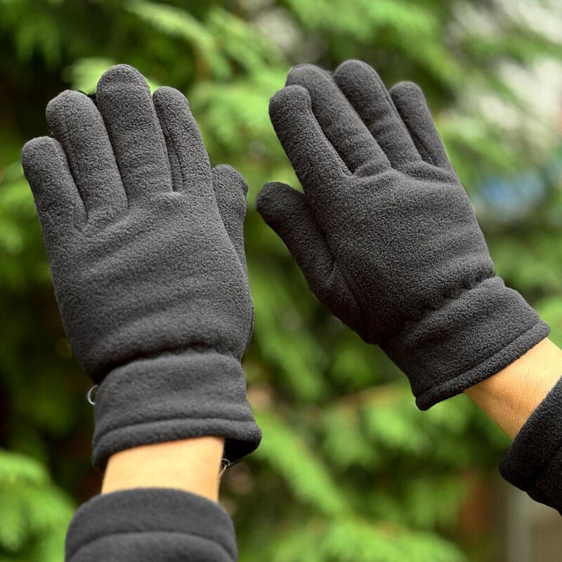 Чоловічі рукавиці Pobedov Warm флісові чорного кольору, фото 1