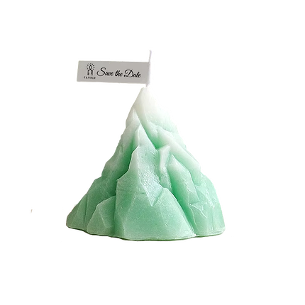 Свічка конусна у формі гори, ручної роботи, у зеленому кольорі, фото 1